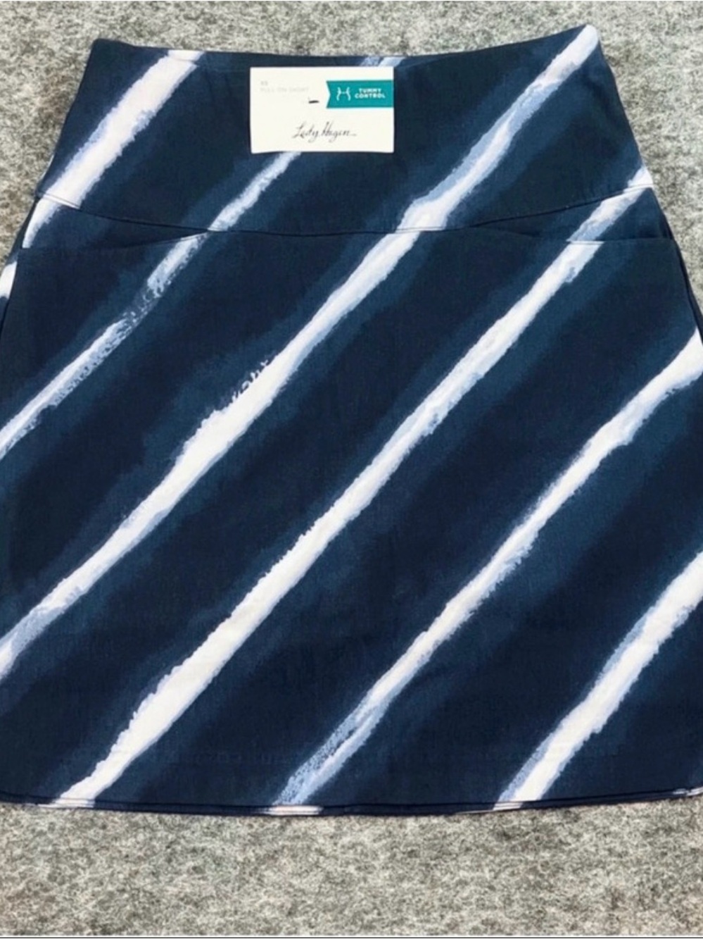 NWT Lady Hagen Navy Blue Skort - Tummy Control with White Diagonal Stripes XS